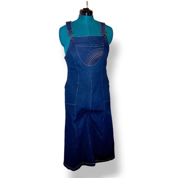 Bright & Beautiful Pants - Bright & Beautiful Rainbow Denim Wide Leg One Piece Jumpsuit Size 12